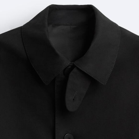*SOLD* ZARA Men's 100% Cotton Black Trench Coat Size S Oversized Fit NEW! - Picture 9 of 9